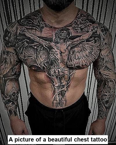 A picture of a beautiful chest tattoo