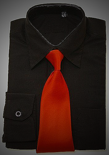 Black Shirt Red Tie Combination