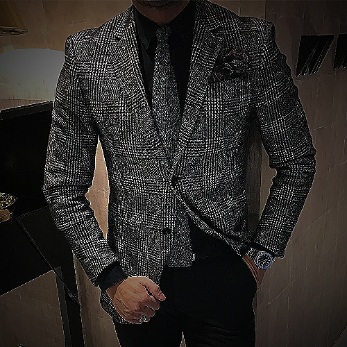 Dark grey blazer combinations with trousers