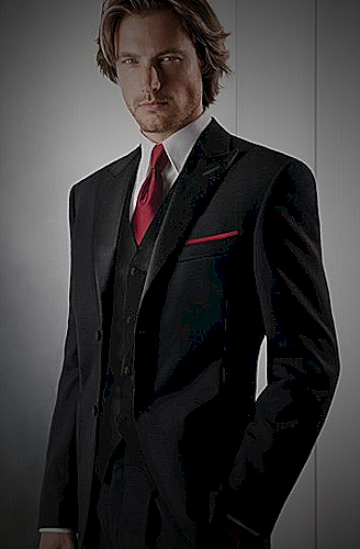 Examples of perfect red shirts for black suits