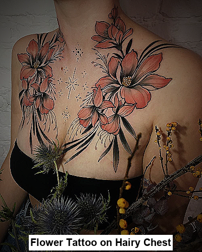 Flower Tattoo on Hairy Chest