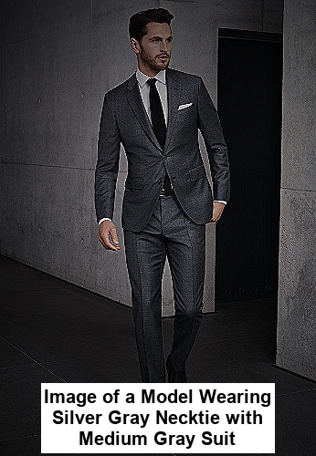 Black Tie with Gray Suit: Silver Gray Necktie with Medium Gray Suit