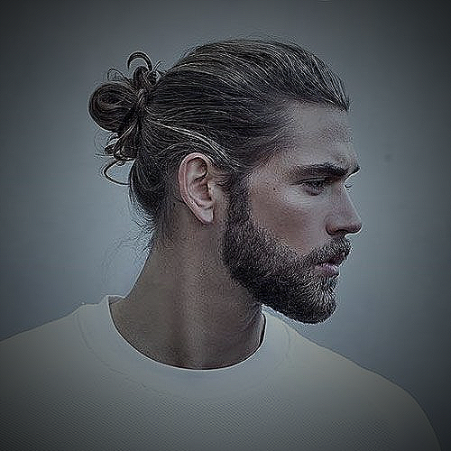 Low and Neat Man Bun Hairstyle