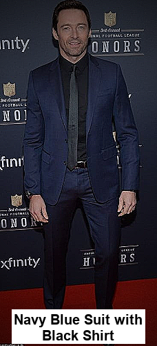 Navy Blue Suit with Black Shirt