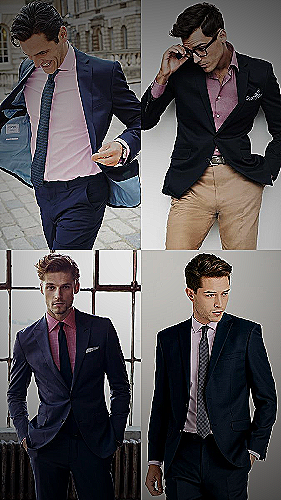 Navy Suit and Pink Shirt Combination