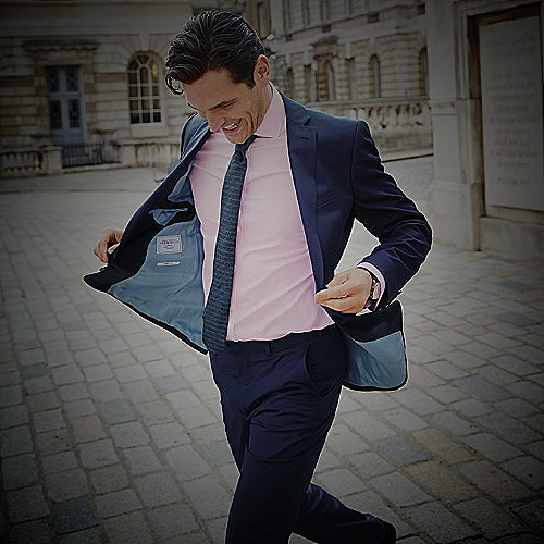 Navy Suit and Pink Shirt 