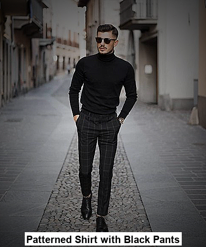 Patterned Shirt with Black Pants