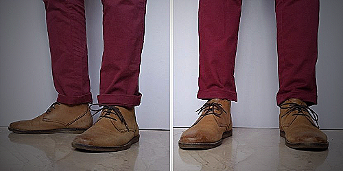 Stacking chinos with boots
