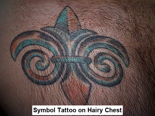 Symbol Tattoo on Hairy Chest