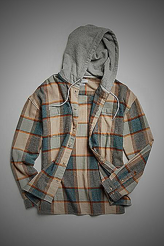 button-up flannel with hoodie