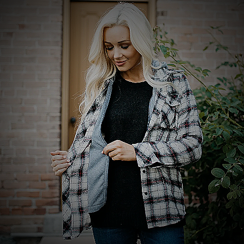 pull-over hoodie with flannel shirt