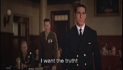 A Few Good Men GIF of Tom Cruise saying 'I want the truth' - a few good men gif