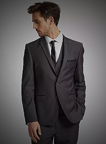 Image of different accessory options for charcoal suits with black ties