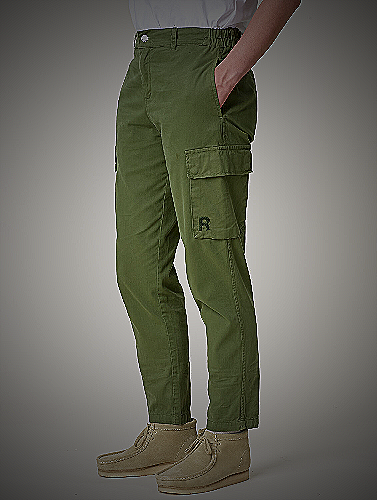Green cargo pants with a classic leather-strapped watch - what to wear with green cargo pants men