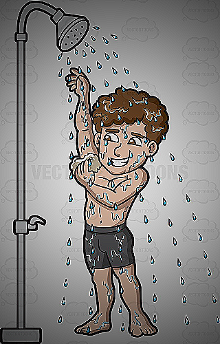 Illustration of a woman showering