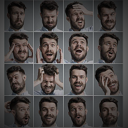Image of men displaying different emotional expressions