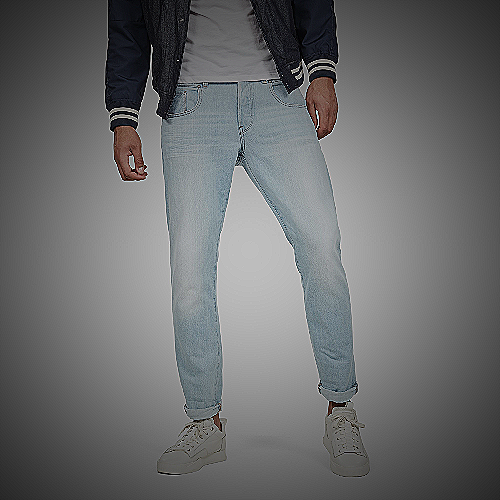 Man wearing light wash denim jeans and a gray hoodie. - what to wear with light wash jeans men's