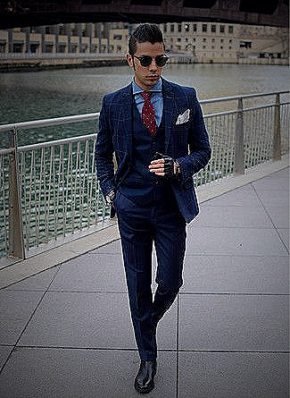 Men in black and navy suit jacket - can men wear a white shirt to a wedding