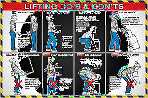 Men practicing proper lifting techniques