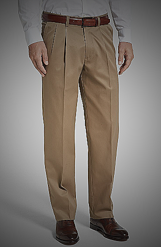 Pleated pants styled for casual wear