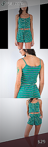 Scoop Neck Tank Top with Green Mini Shorts