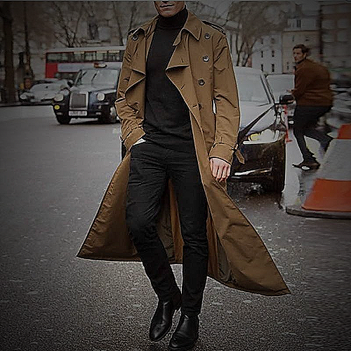 Man wearing trench coat in autumn - how to wear trench coat mens