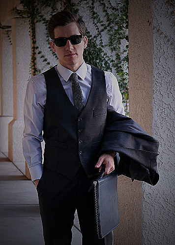 Men's Outfit with a Vest and Three-piece Suit