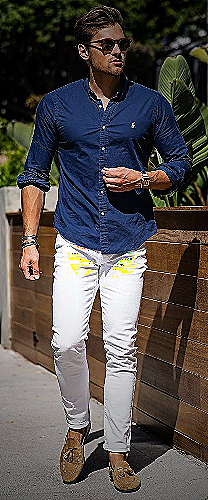 White Pants Casual Shoes Outfit