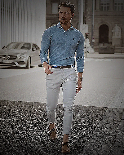 White Pants Dark Colors Outfit