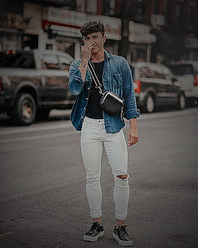 White Pants Denim Outfit