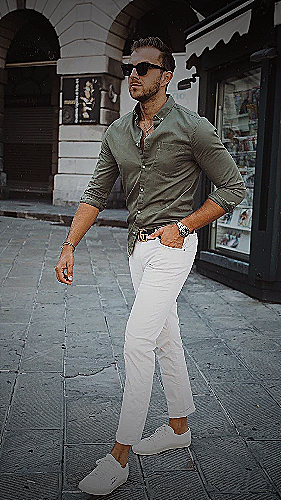White Pants Formal Shoes Outfit